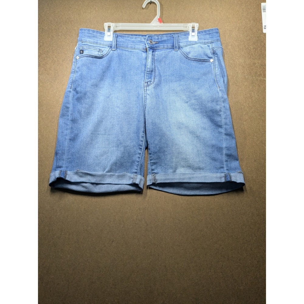 Judy Blue Womens Light Wash Cuffed Denim Shorts Size 1XL Stretch Bermuda